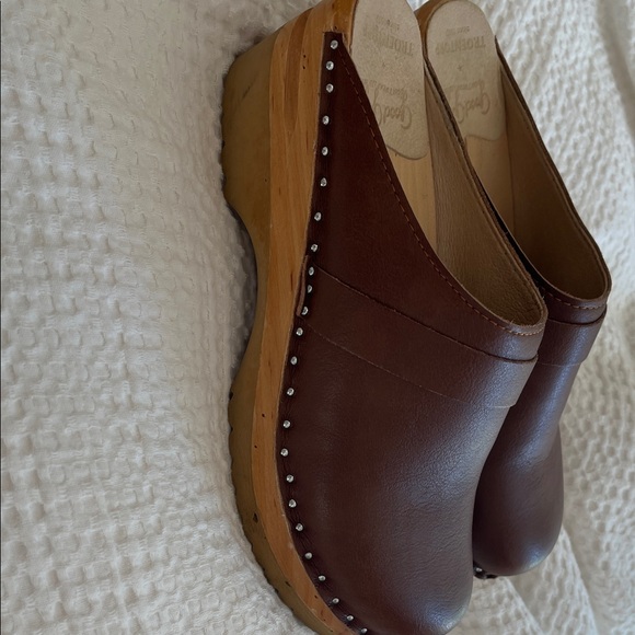 LN Troentorp Classic Brown Leather Clogs Size 36/6 - Picture 3 of 7